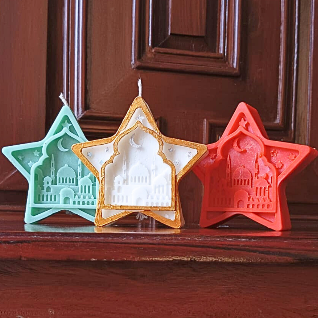 Ramadan Star Candle - Orange Saffron