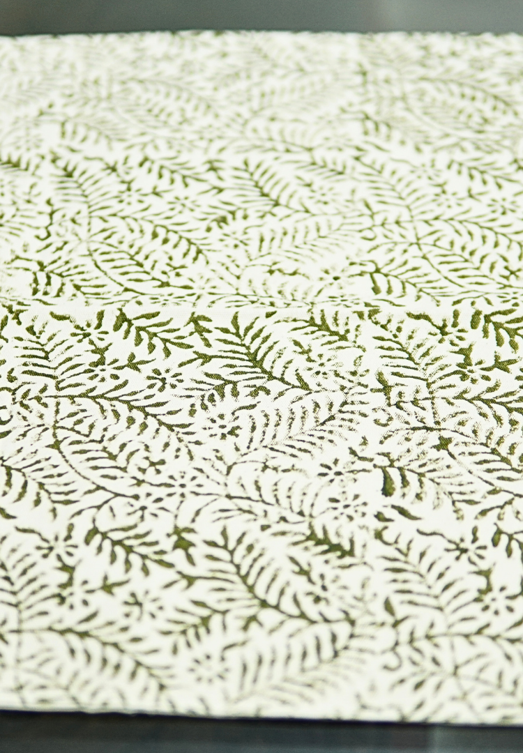 Block Printed - Green Leaf Table Runner Set