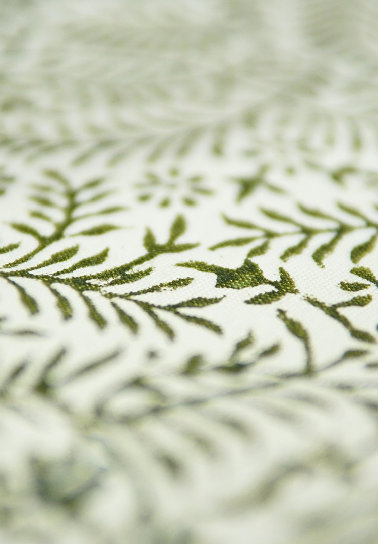 Block Printed - Green Leaf Table Runner Set