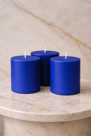 Royal Blue Pillar Candle - Set of 3