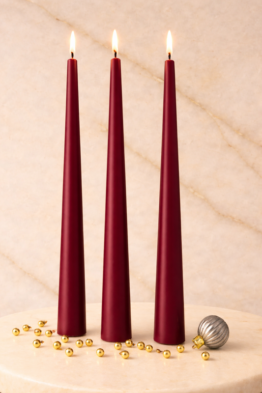 Longer Taper Candles - Burgundy