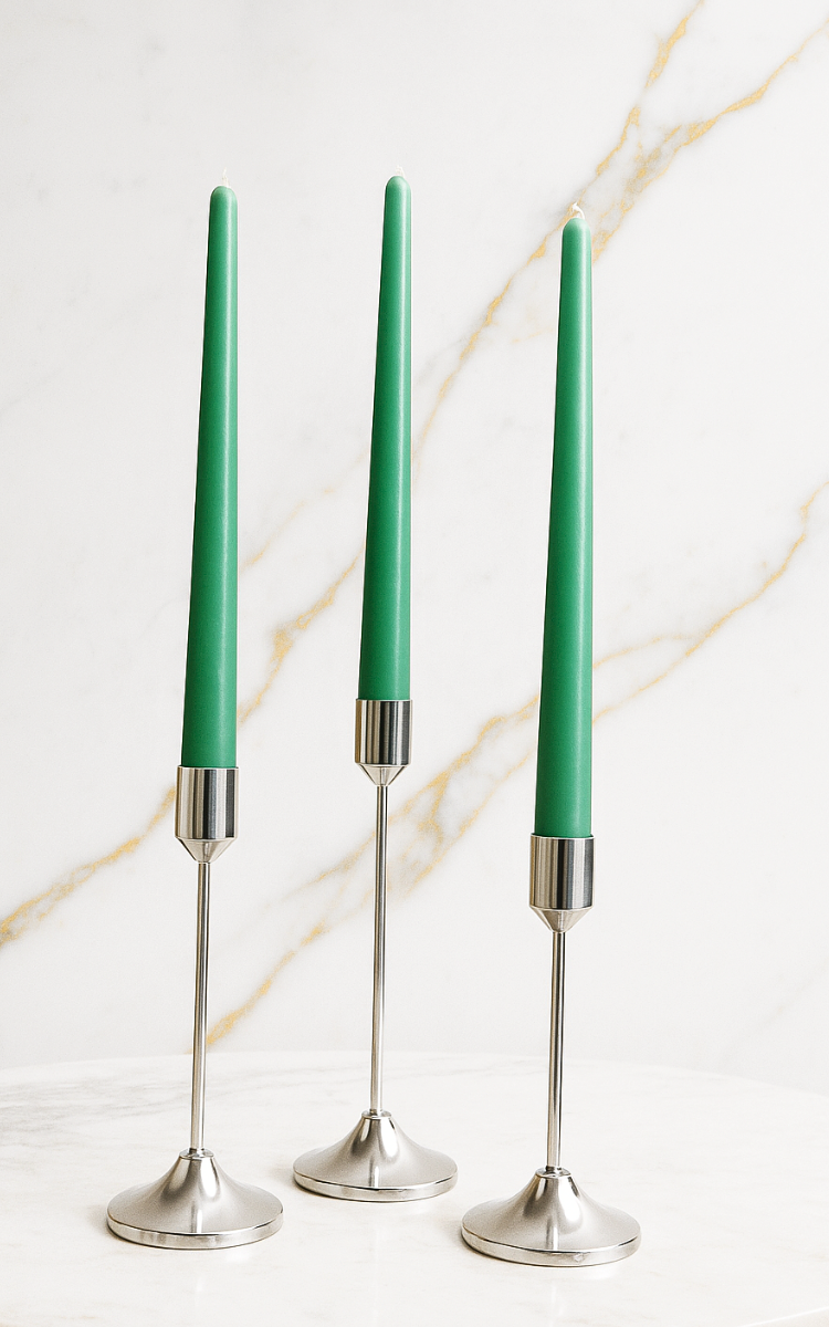 Green - Handmade Taper Candles