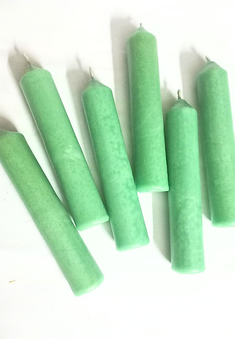 Green Thin Pillar Candles