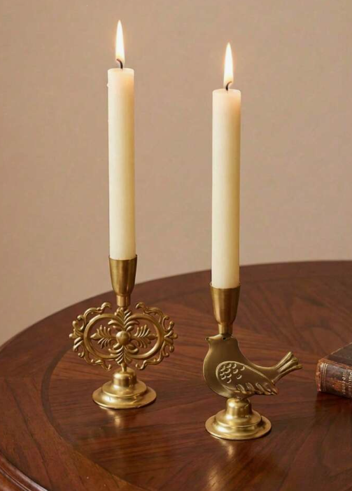 Metal Candle Holder - Designed Pair