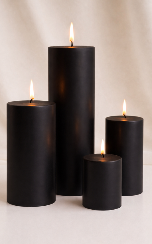 Pillar Candle Set of 4 - Black