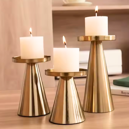 Pillar Candle Holder Set - Copper