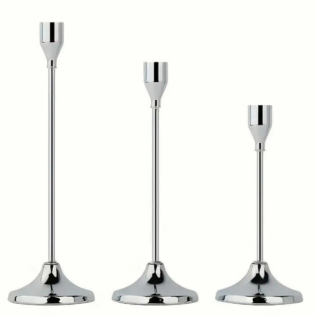 Metal Candle Holder - Silver set of 3