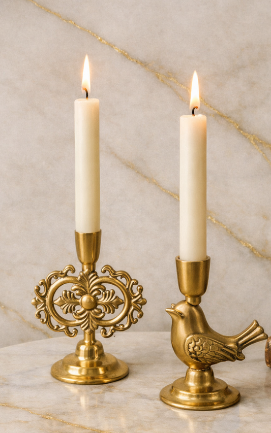 Metal Candle Holder - Designed Pair