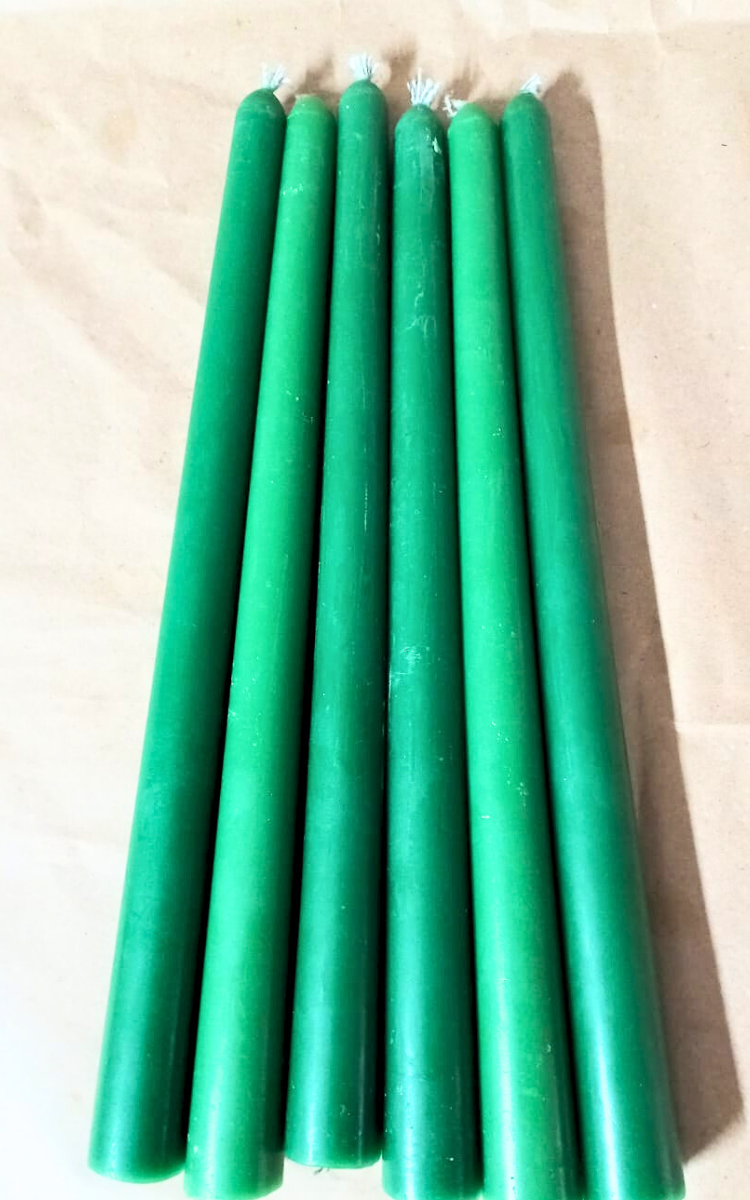 green -taper candles