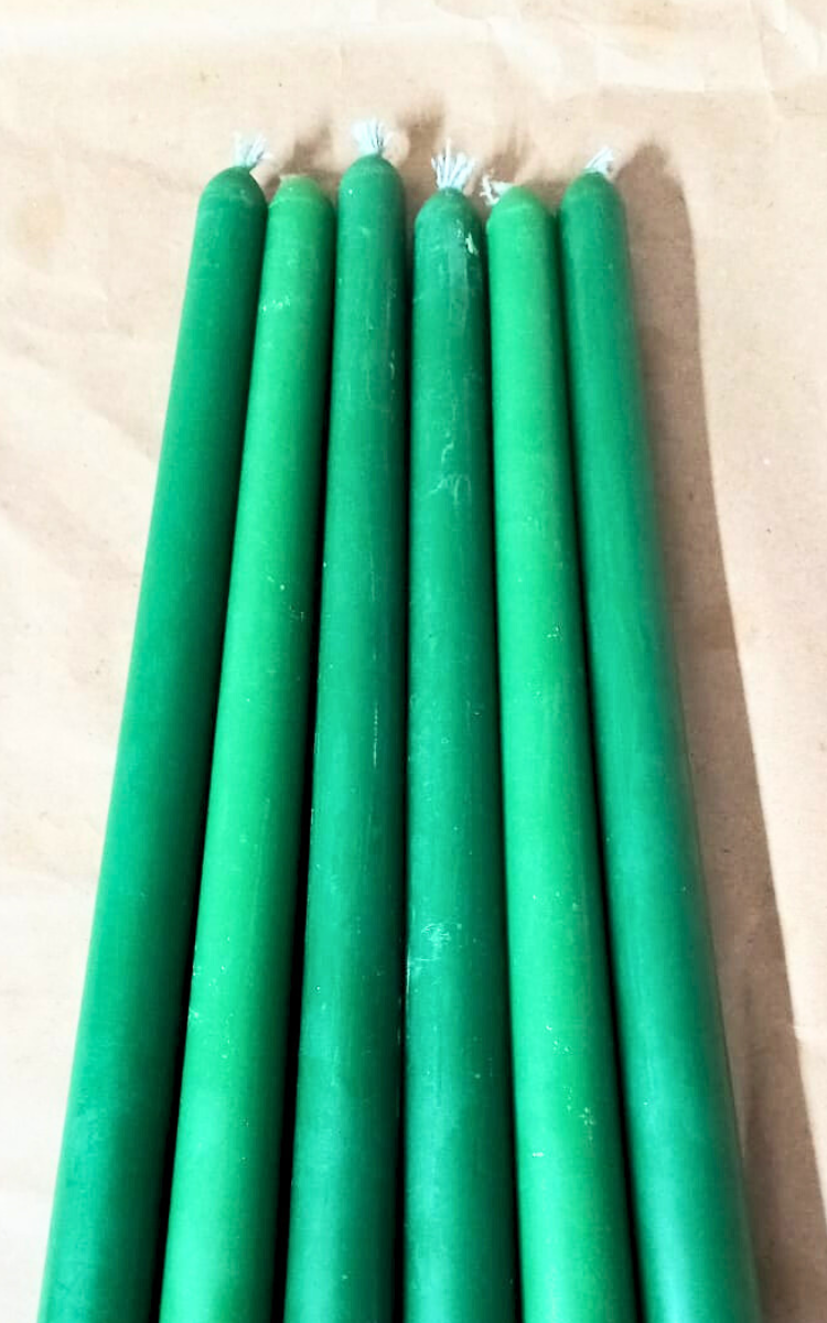 green taper candles