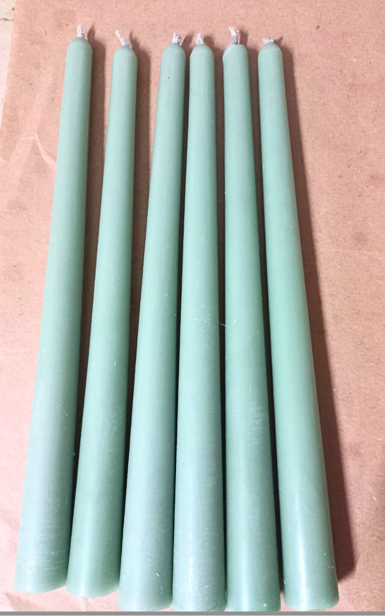 light green taper candles