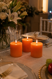 Orange Pillar Candle - Set of 3