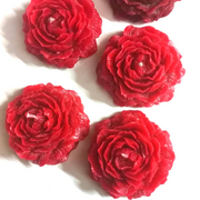 Red Peony Flower Candle - Set of 4