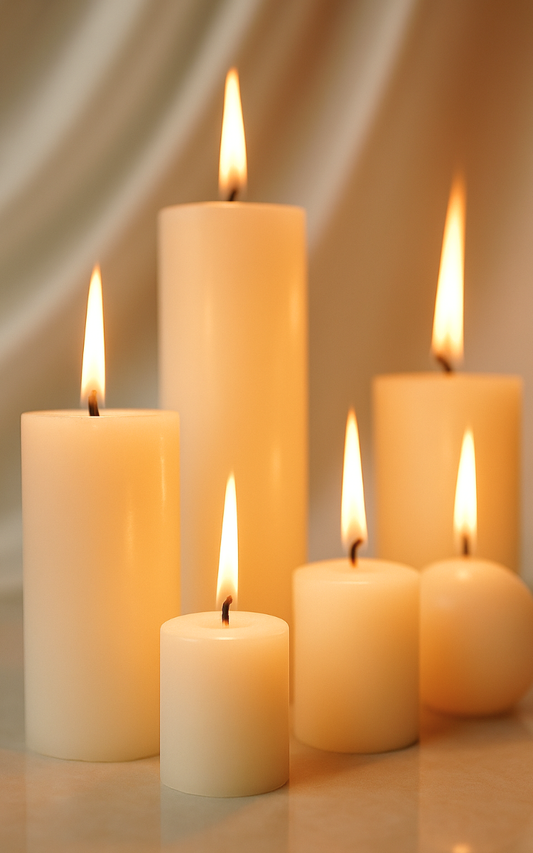 White Pillar Candles - Set of 6