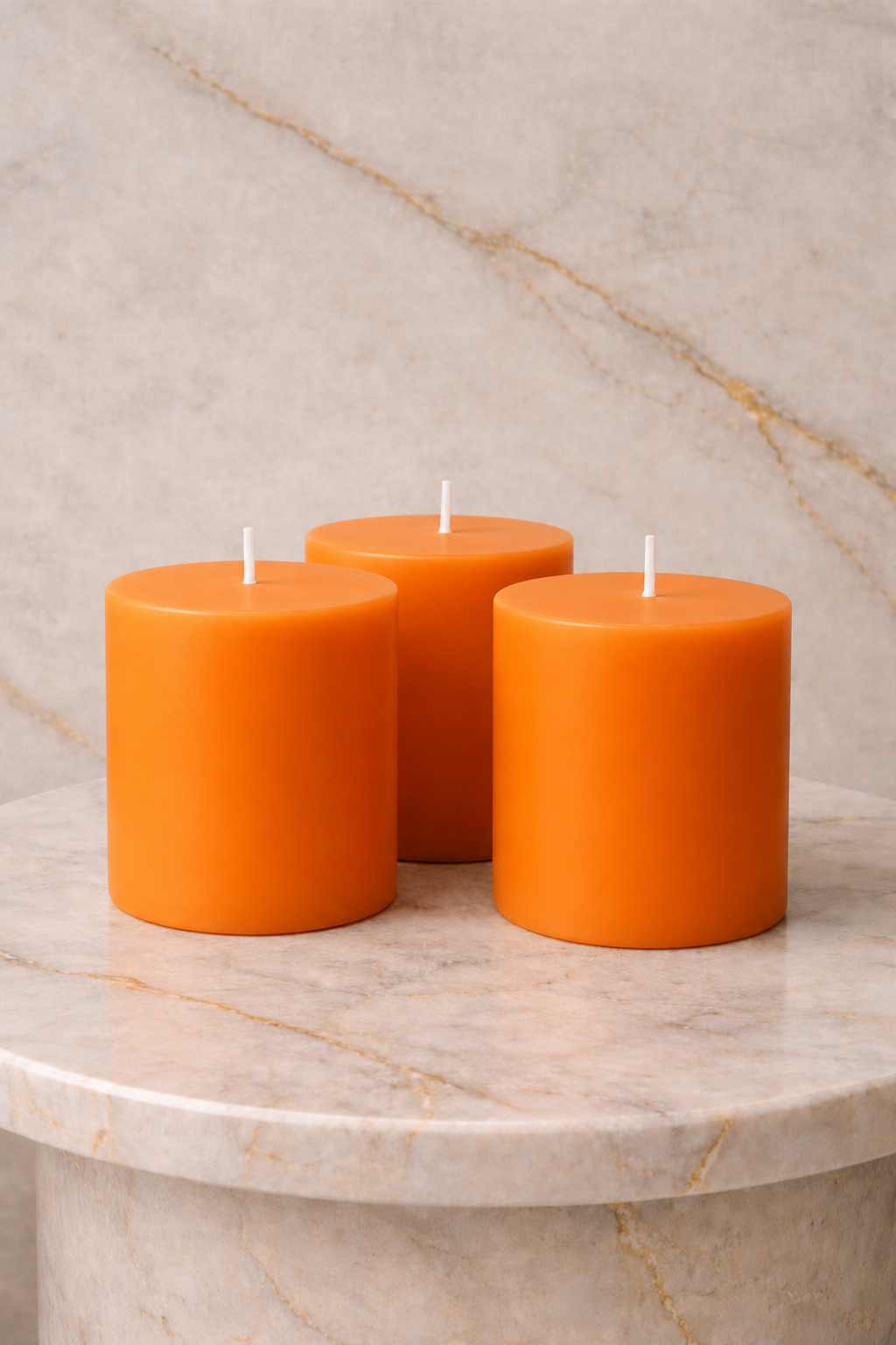 Orange Pillar Candle - Set of 3