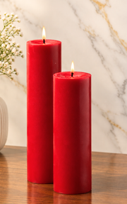 Red Pillar Candles - Pair of 2