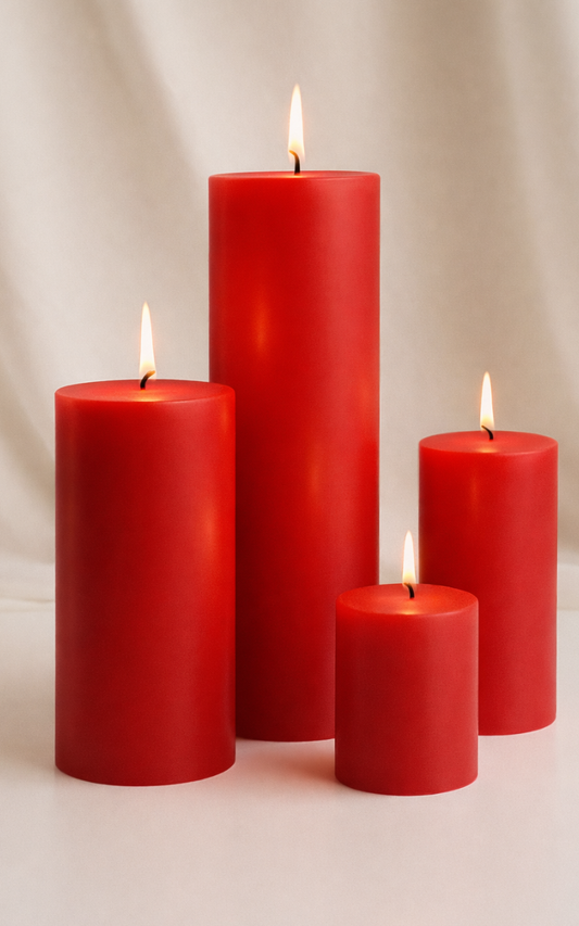Pillar Candle Set of 4 - Red