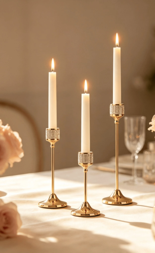 Crystal Encrusted Candle Holder - Set of 3