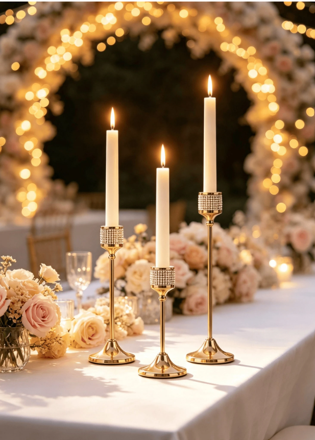 Crystal Encrusted Candle Holder - Set of 3