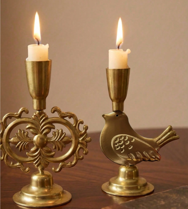 Metal Candle Holder - Designed Pair
