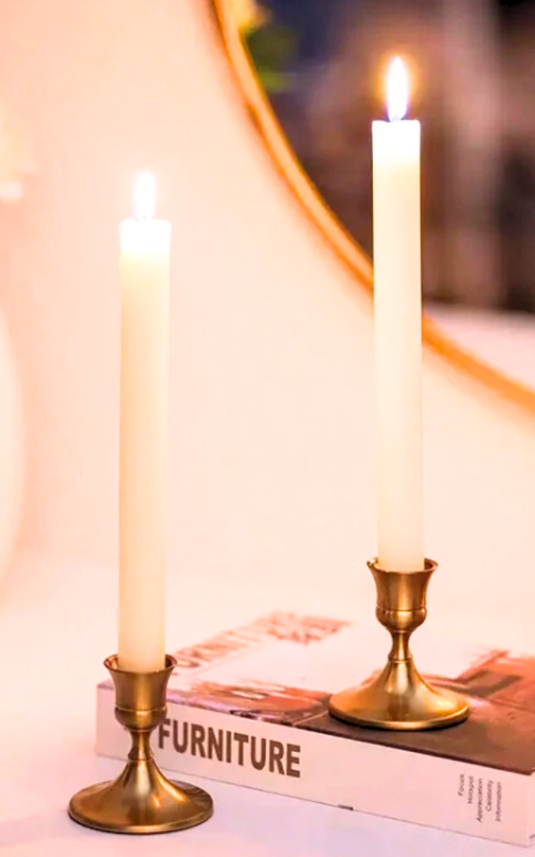 Short Metal Candle Holders - Pair of 2