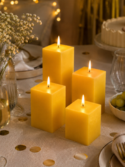 Yellow Square Pillar Candle - Set of 4